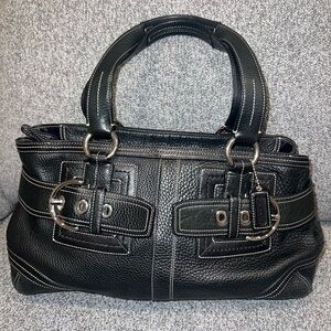 Coach Satchel Leather Black, Dual Handle Shoulder Bag. Zipper top. Like new.